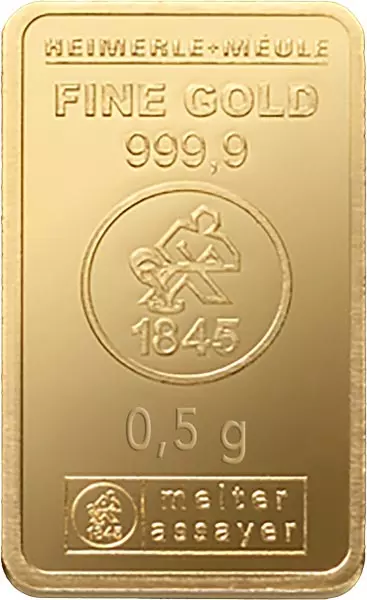 0,5 Gramm Feingoldbarren geprägt Heimerle & Meule