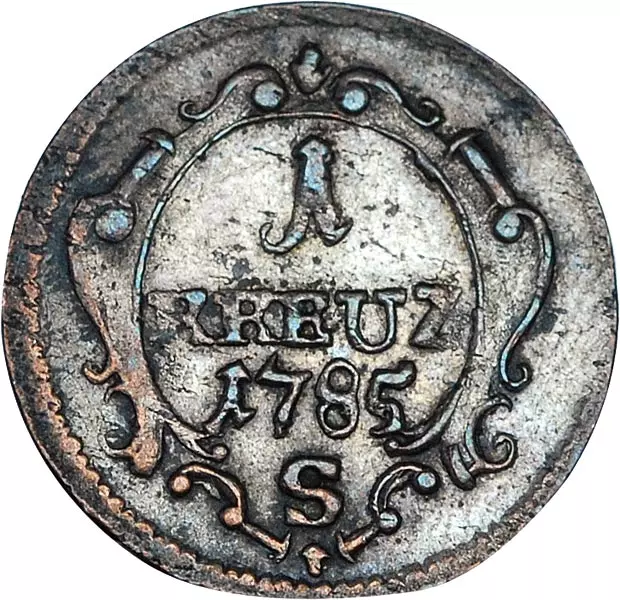 1 Kreuzer Brandenburg-Ansbach Markgraf Karl Alexander 1780, 1784-1791