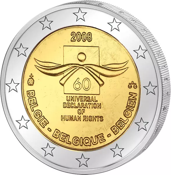 2 Euro Belgien 60 Jahre Menschenrechte 2008