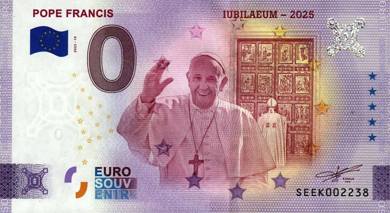 0-Euro-Banknote Italien Papst Franziskus - Heiliges Jahr 2025 0-Euro-Banknote Italien Papst Franziskus - Heiliges Jahr 2025