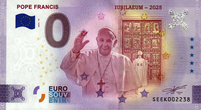 0-Euro-Banknote Italien Papst Franziskus - Heiliges Jahr 2025