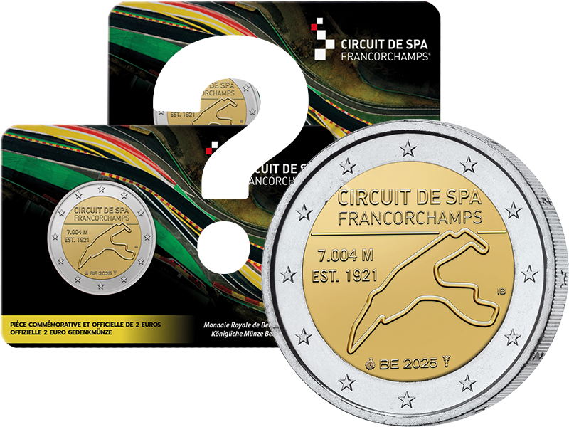 2 Euro Belgien Rennstrecke Spa-Francorchamps 2025 in Coin Card Sprache unserer Wahl