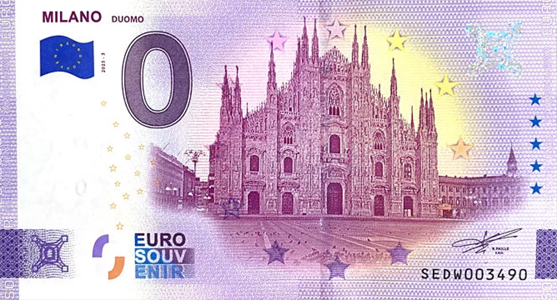 0-Euro-Banknote Italien Mailand Dom 2025