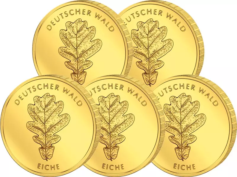 5x 20 Euro BRD Deutscher Wald Eiche 2010 vorzüglich (A-J)