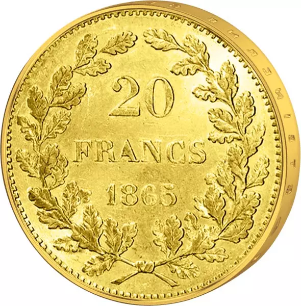 20 Francs Belgien Leopold I. 1862-65