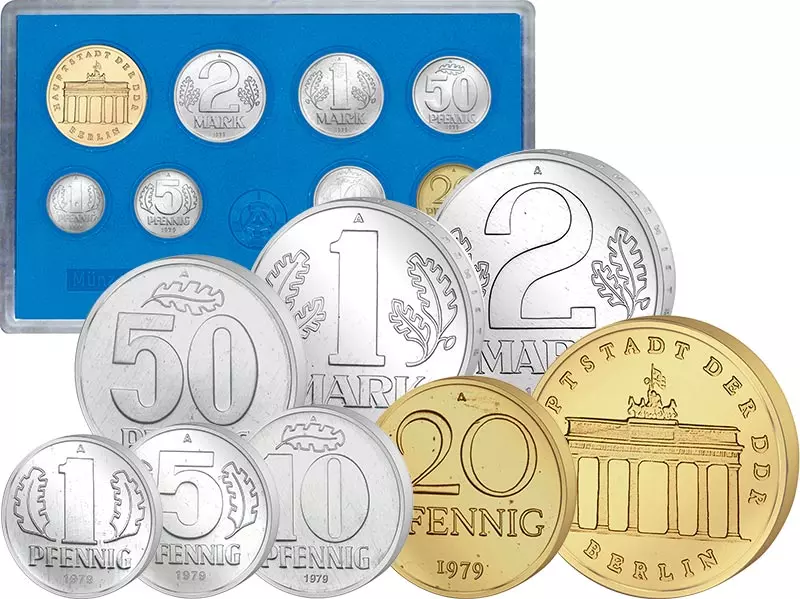 1 Pfennig - 5 Mark DDR Kursmünzensatz 1979
