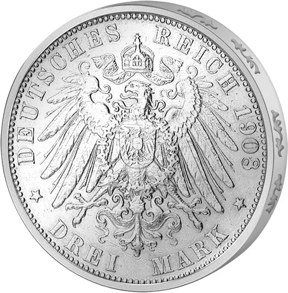 3 Mark Lübeck Wappenadler 1908-1914 3 Mark Lübeck Wappenadler 1908-1914