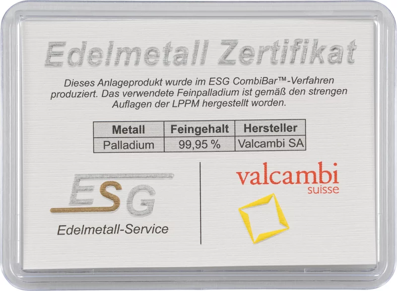 5 x 1 Gramm Palladium-Knickbarren CombiBar