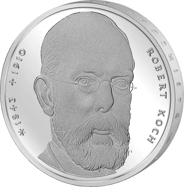 10 DM Münze BRD Robert Koch 1993 Stempelglanz
