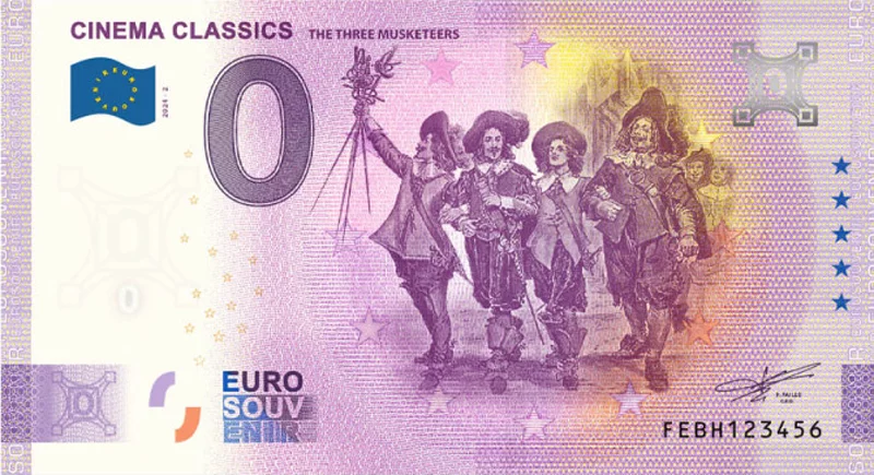 0-Euro-Banknote Malta Cinema Classics - Die drei Musketiere 2024