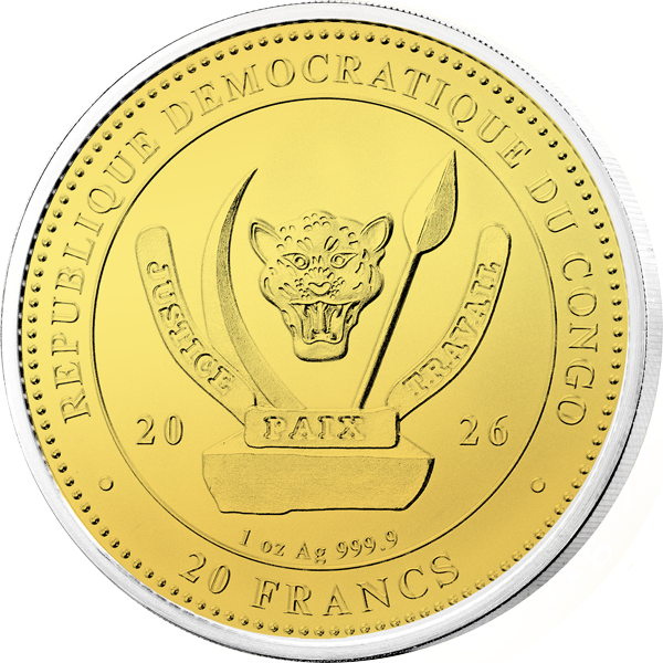 20 Francs Kongo Worlds Wildlife - The Shark 2026 Triple Gold Edition