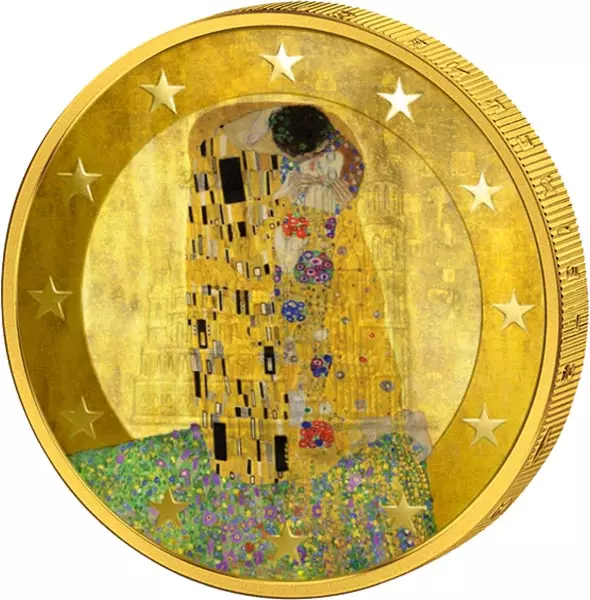 2 x 2 Euro BRD Gustav Klimt Der Kuss und Lebensbaum 2022 mit Applikation