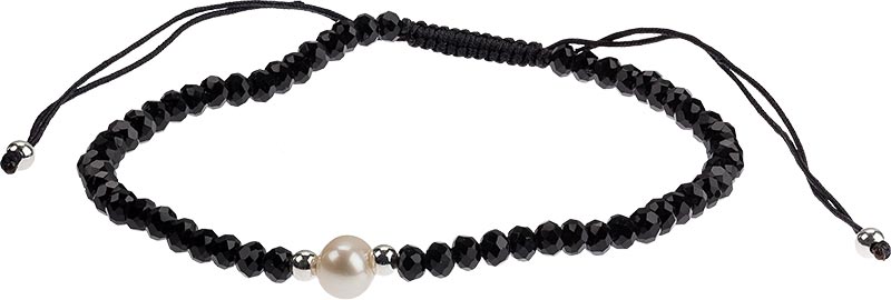 Armband mit Glassteinchen und Perle