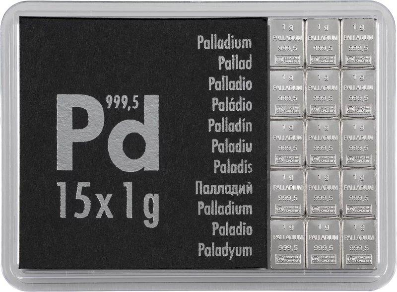 15 x 1 Gramm Palladium-Knickbarren CombiBar