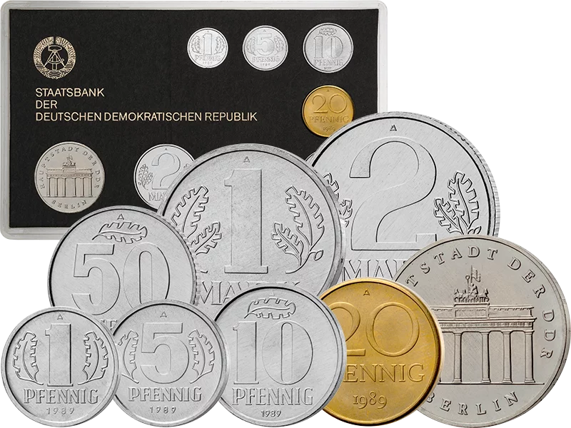 1 Pfennig - 5 Mark DDR Kursmünzensatz 1989