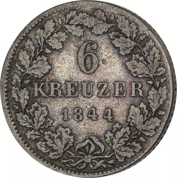 6 Kreuzer Hessen-Darmstadt Großherzog Lufwig II. 1843-1847