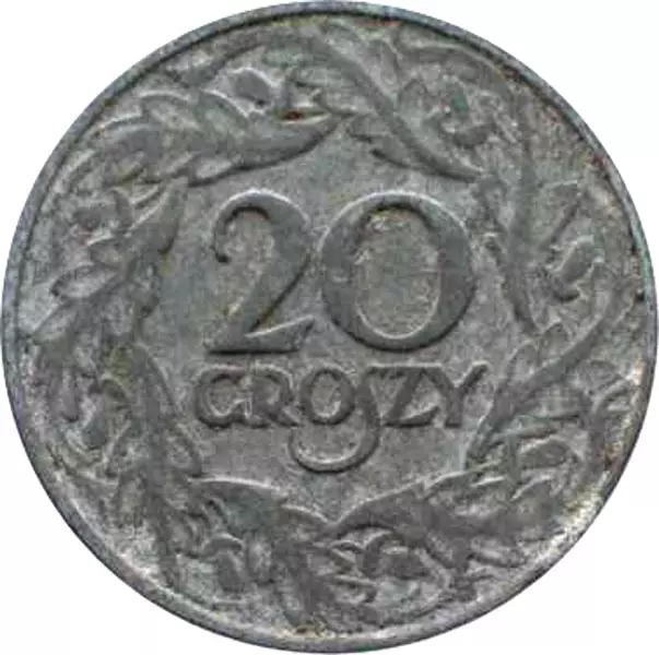 20 Groszy Polen (Deutsche Besatzung) Polnischer Adler 1923 sehr schön