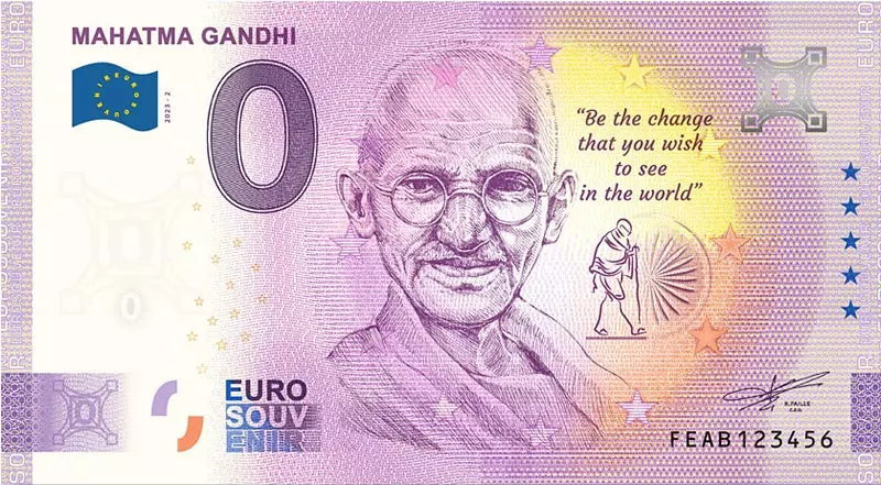 0-Euro-Banknote Malta Mahatma Gandhi 2023
