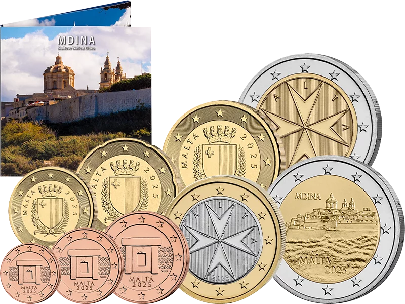 Euro-Kursmünzensatz Malta inklusive 2-Euro-Gedenkmünze Stadt Mdina 2025