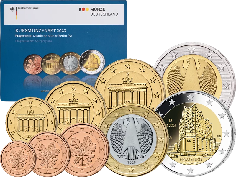 Euro-Kursmünzensatz BRD 2023 inkl. 2 Euro Elphilharmonie 2023 Polierte Platte