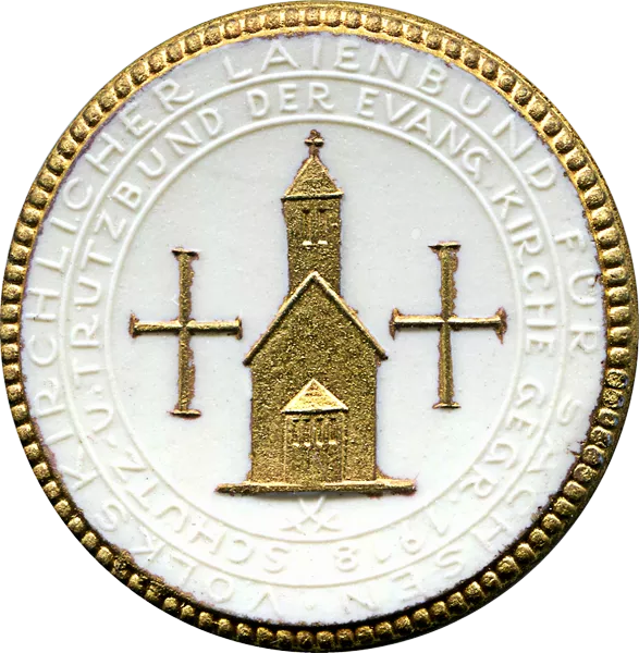 Porzellanmedaille Dresden auf den Volkskirchlichen Laienbund der evangelischen Kirche
