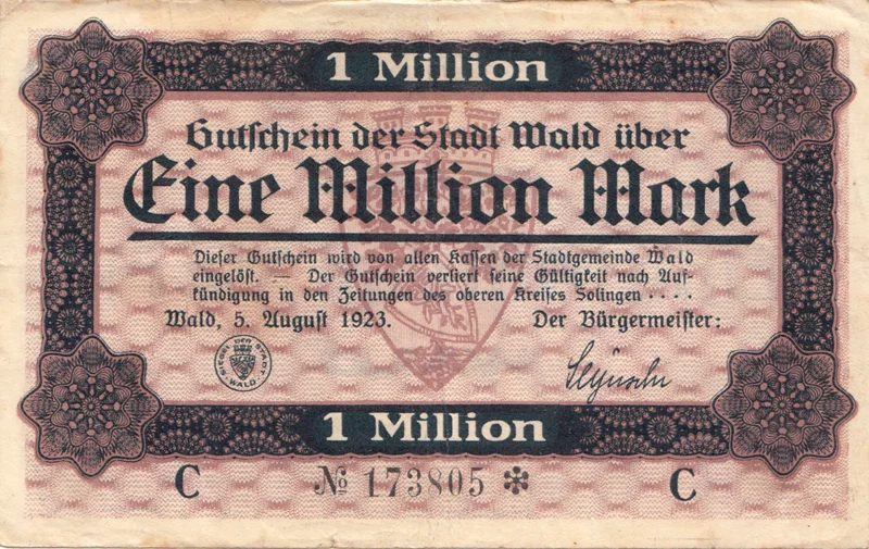 1 Million Mark Stadt Wald Notgeldschein 1923
