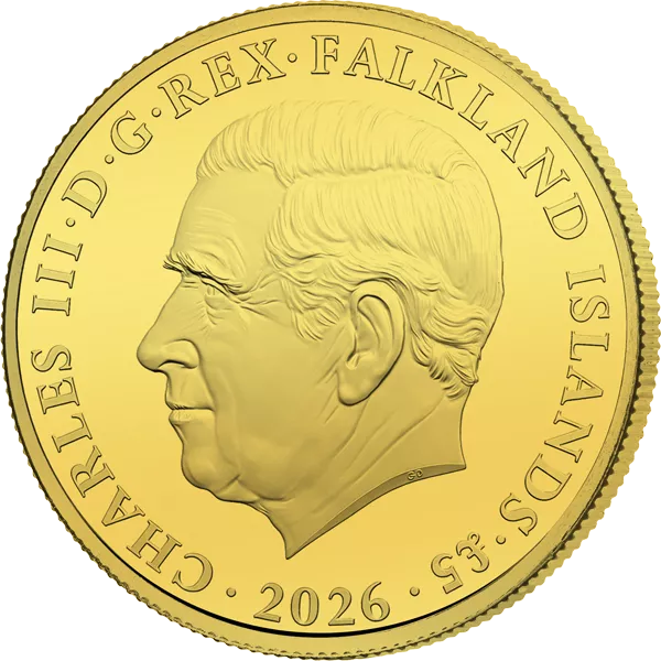 5 Pounds Falklandinseln Southern Rockhopper Penguin 2026 Golden Holographic