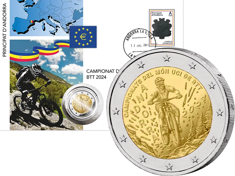2 Euro Numisbrief Andorra UCI Mountainbike-WM in Andorra 2024