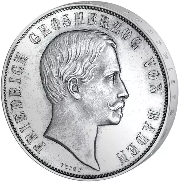 1 Gulden Baden Großherzog Friedrich 1. Badisches Landesschießen 1863