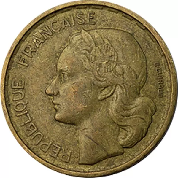10 - 100 Francs Frankreich Kursmünzen 1950-1959