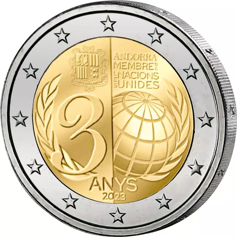 2 Euro Andorra 30 Jahre Beitritt UN 2023 im Blister
