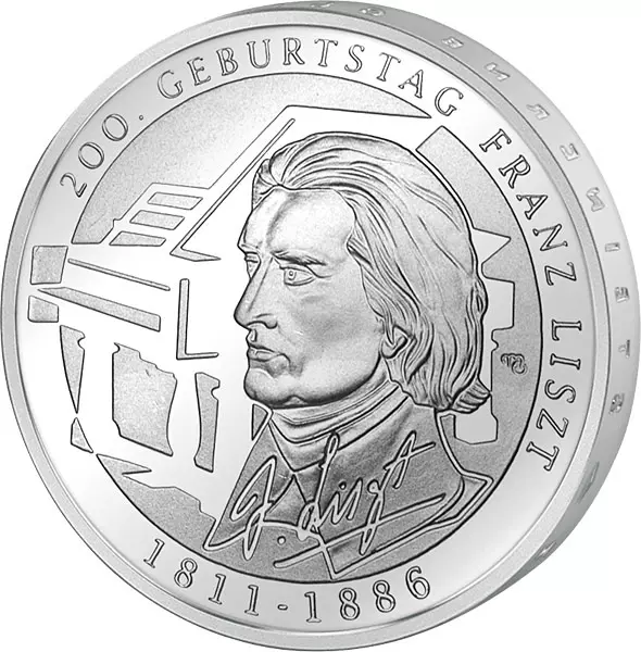 10 Euro BRD 200. Geburtstag Franz Liszt 2011 Stempelglanz
