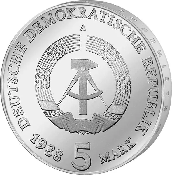 5 Mark DDR Überseehafen Rostock 1988 Stempelglanz