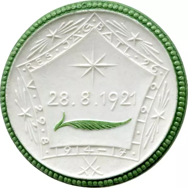 Porzellanmedaille 1921 auf das Denkmal des Reserve-Jägerbataillons 26 1921