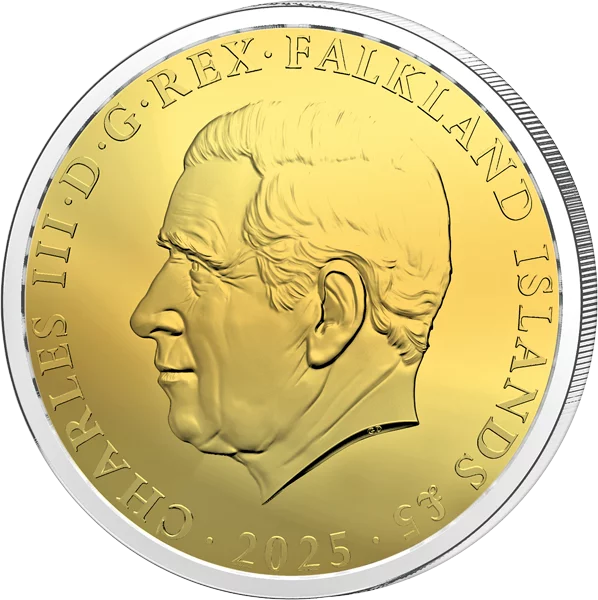 5 Pounds Falkland King Penguin 2025 Triple Gold Edition 5 Pounds Falkland King Penguin 2025 Triple Gold Edition