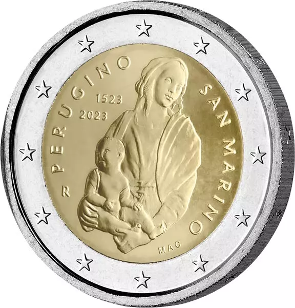 2 Euro San Marino 500. Todestag Pietro Perugino 2023