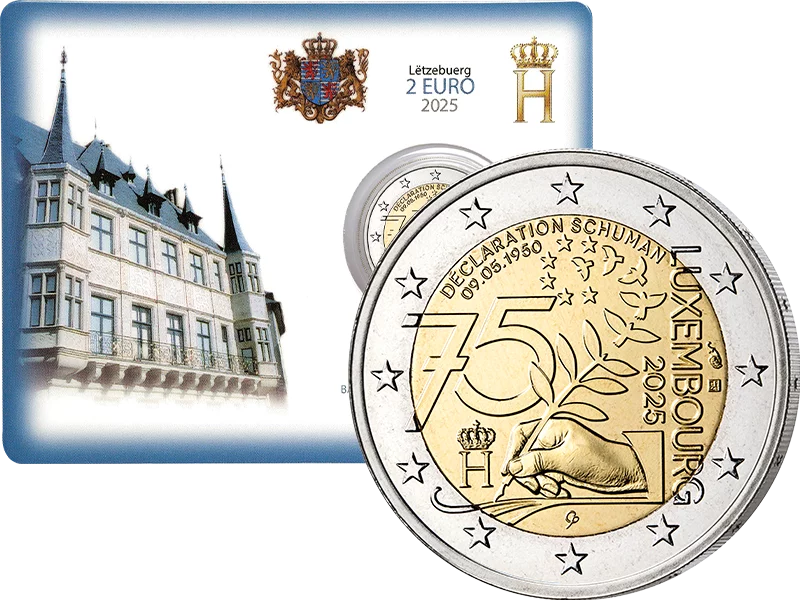 2 Euro Luxemburg 75 Jahre Schuman-Erklärung 2025 in Coin Card