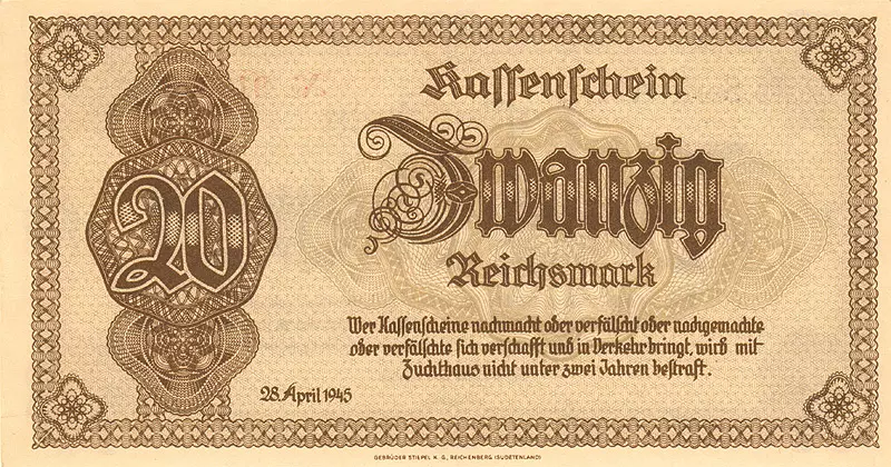 20 Reichsmark Deutsches Reich Banknote