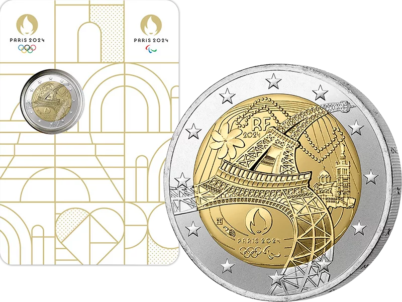 2 Euro Frankreich Olympische und Paralympische Spiele in Paris 2024 in Coin Card