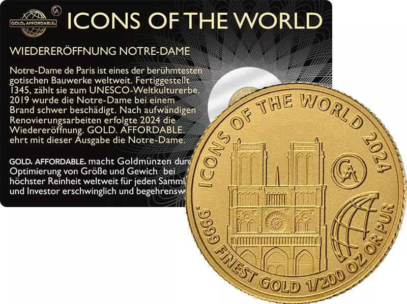 1/200 Unze Gold Ruanda Icons of the World - Notre Dame 2024