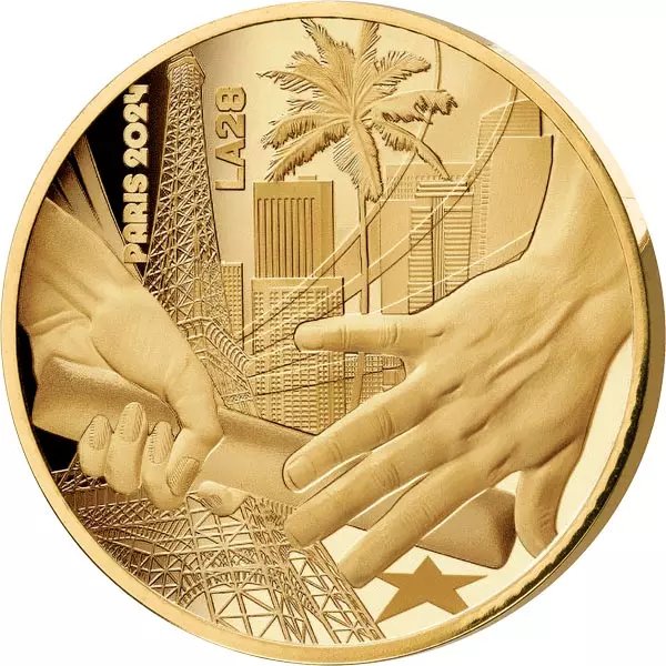 50 Euro Frankreich Olympia Paris 2024 - Stab-Übergabe Paris 2024 / LA 2028