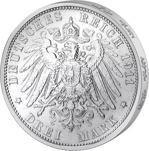 3 Mark Württemberg Silberhochzeit Wilhelm II. und Charlotte 1911 vorzüglich 3 Mark Württemberg Silberhochzeit Wilhelm II. und Charlotte 1911 vorzüglich