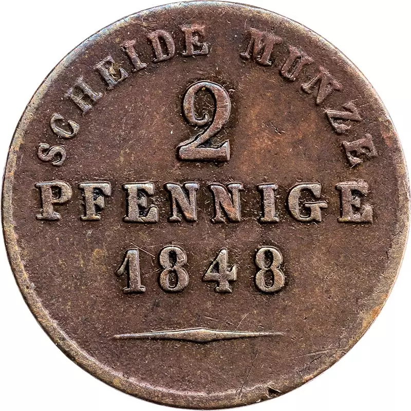 2 Pfennig Oldenburg Peter Friedrich August 1848