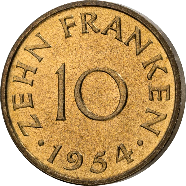 10 Franken Saarland Zechenanlage 1954