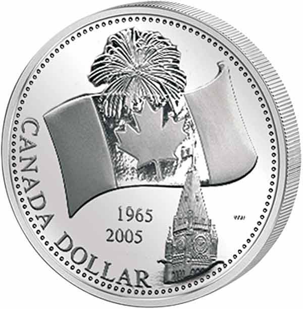1 Dollar Kanada 40. Jahrestag der kanadischen Nationalflagge 2005