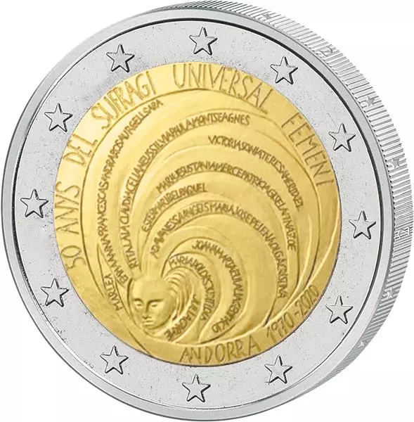 2 Euro Andorra 50 Jahre Allgemeines Frauenwahlrecht 2020