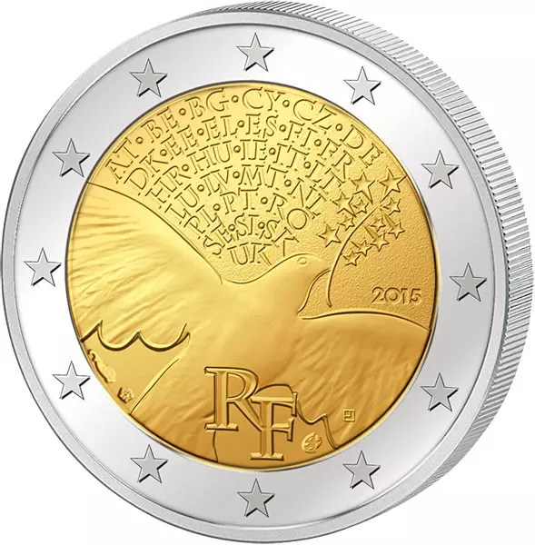2 Euro Frankreich 70 Jahre Frieden in Europa 2015 2 Euro Frankreich 70 Jahre Frieden in Europa 2015