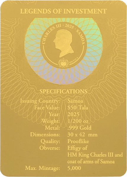 50 Tala Samoa Legends of Investment: Noble Note - Maple Leaf 2025