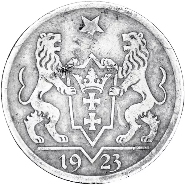 1 Gulden Danzig Stilisierte Kogge und fünfstrahliger Stern 1923 Sehr schön