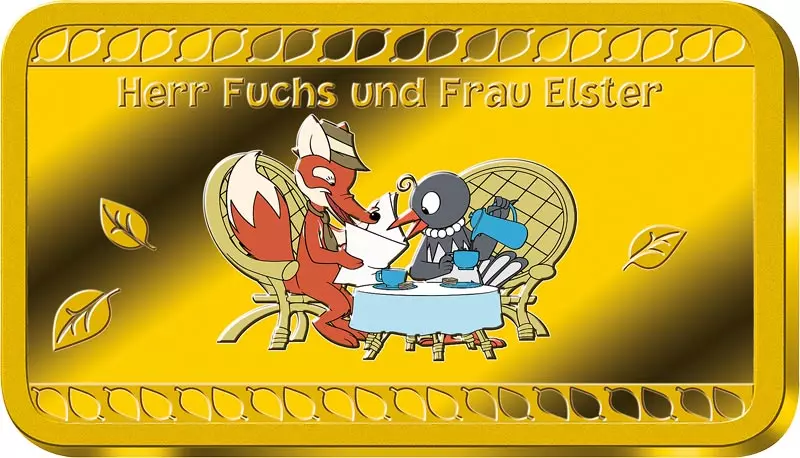 1/100 Unze Goldbarren Unser Sandmännchen - Herr Fuchs und Frau Elster 2023